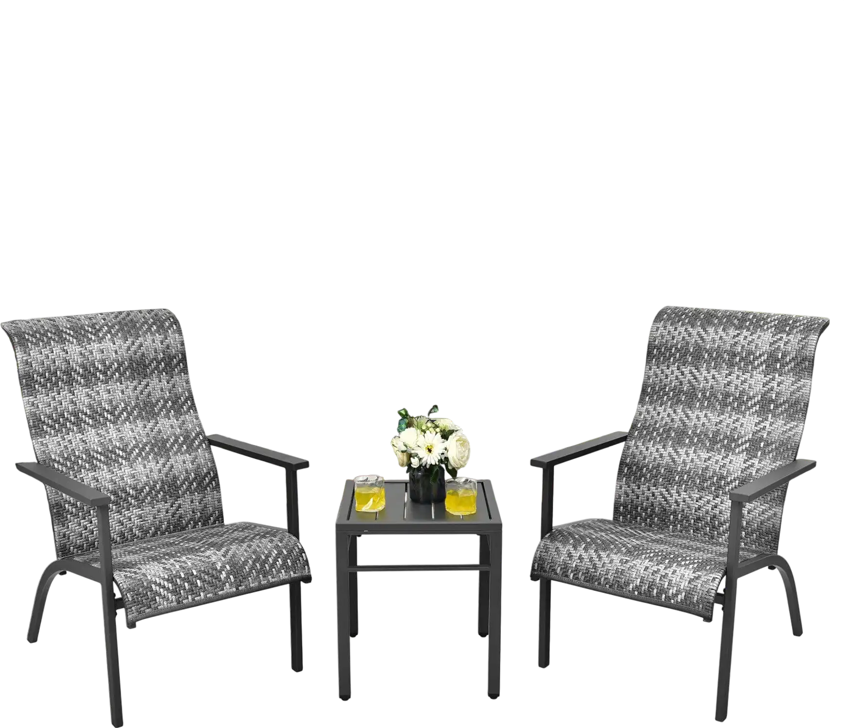 Costway 3-Piece Patio Rattan Bistro Set High Back Armrest Gray 81706345 New