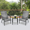 3 Pieces Patio Rattan Bistro Set with High Backrest and Armrest-Gray - Gallery View 1 of 9