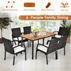 55-inch acacia wood patio dining table with umbrella hole, perfect for 6-8 people, ideal for outdoor gatherings.