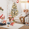 6 ft pre-lit snow-flocked artificial Christmas tree with LED lights, perfect for festive home decoration.