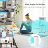 4-in-1 evaporative air cooler in white with remote control, 12L tank, and oscillating function for versatile cooling.