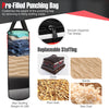 Kids hanging punching bag set with replaceable stuffing, durable black material, ideal for Karate and Taekwondo.