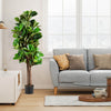 5 feet artificial fiddle leaf fig tree with realistic leaves and trunks, perfect for indoor decoration or office spaces.