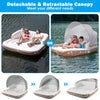 Inflatable pool float lounge showcasing the compact design with retractable canopy for easy transport and sun.