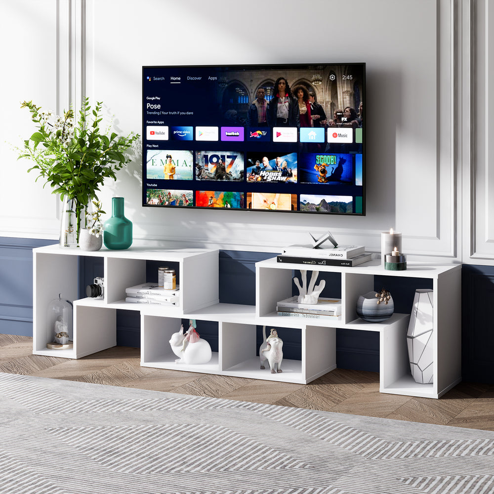 3 Pieces Adjustable TV Stand for TVs up to 65 Inch with Shelves-White - Gallery View 1 of 11