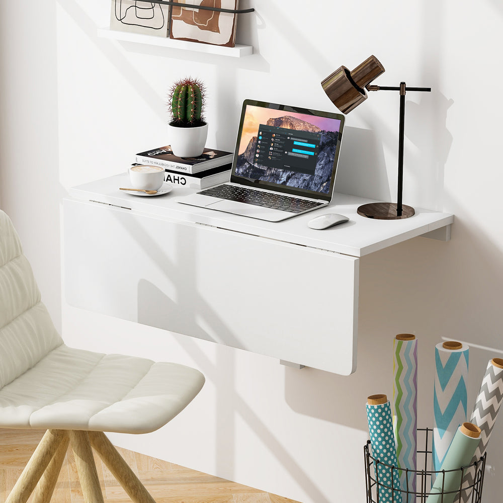 31.5 x 23.5 Inch Wall Mounted Folding Table for Small Spaces-White - Gallery View 1 of 14