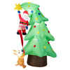 Inflatable 7.6 FT Christmas tree features a dog chasing Santa Claus, illuminated by built-in LED lights for festive charm.