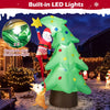 Inflatable 7.6 FT Christmas tree with built-in LED lights features a dog chasing Santa Claus for festive outdoor decoration.