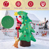 7.6 FT inflatable Christmas tree with a dog chasing Santa, featuring built-in LED lights and weather-resistant polyester fabric.