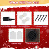 Included accessories for the 7.6 FT inflatable Christmas tree include ropes, stakes, water bags, and a built-in blower.