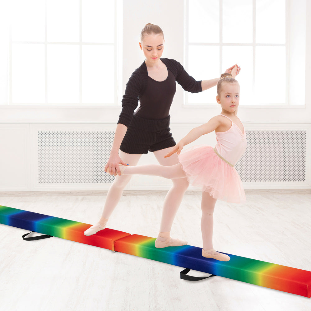 9 FT Folding Gymnastics Balance Beam with Anti-slip Base and Pine Wood Frame-Rainbow - Gallery View 1 of 10