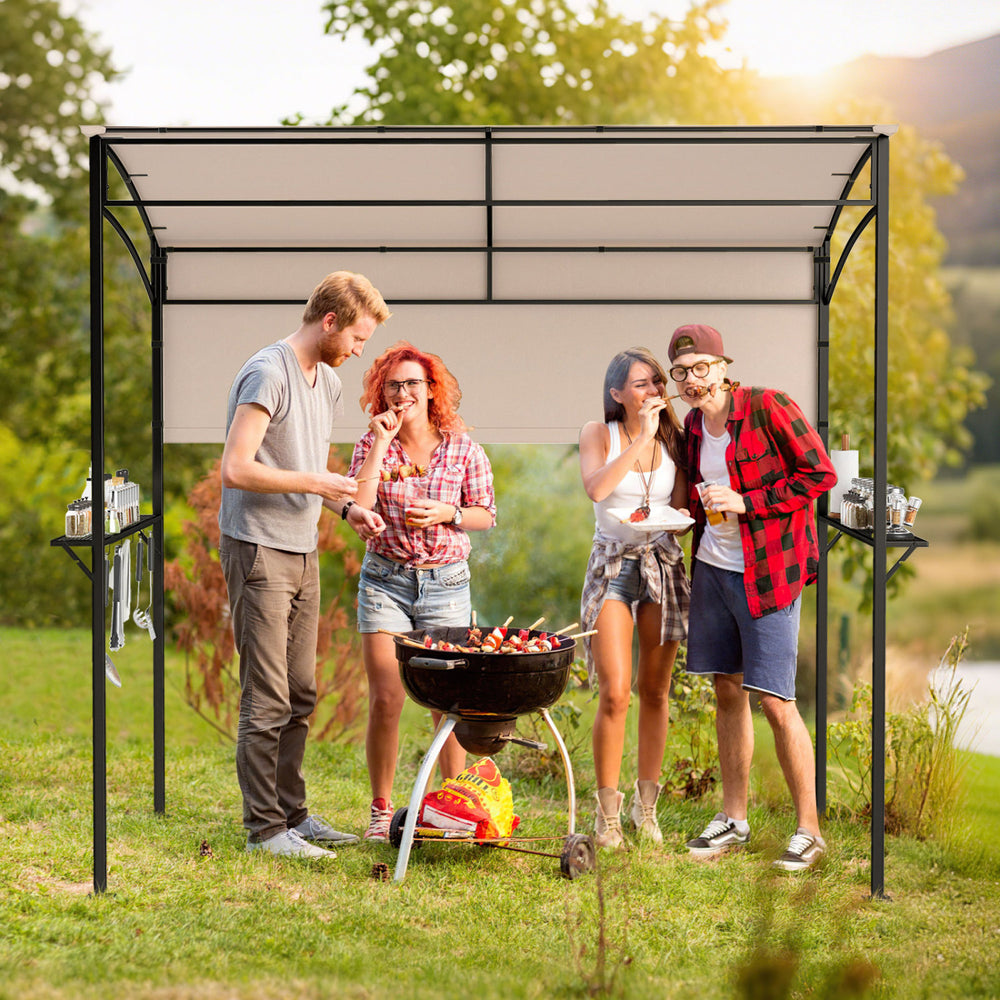 7.8 x 4.4 FT Outdoor Patio BBQ Canopy with Metal Shelves and Bottle Openers-Beige - Gallery View 1 of 11