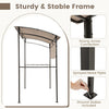 Sturdy 7.8 x 4.4 FT outdoor patio BBQ canopy with brown polyester fabric, metal shelves, and built-in bottle openers.