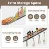 Outdoor patio BBQ canopy with metal shelves, bottle openers, and 5 hanging hooks for organized cooking and prep.