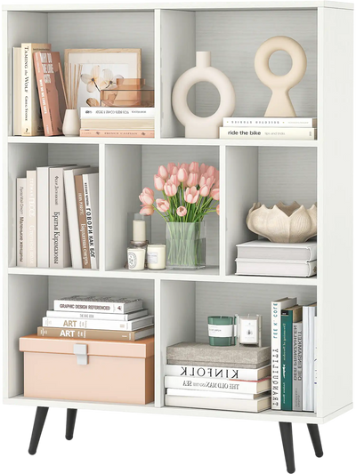 Costway 10-Cube Bookcase Bookshelf w/ 5 Tapered Metal Legs 532648197 New
