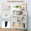 7-cube bookcase with tapered metal legs, easy-to-clean surface, and non-slip foot pads for enhanced stability.
