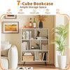 7-cube bookcase with tapered metal legs, featuring ample storage for books and decor, perfect for any living space.