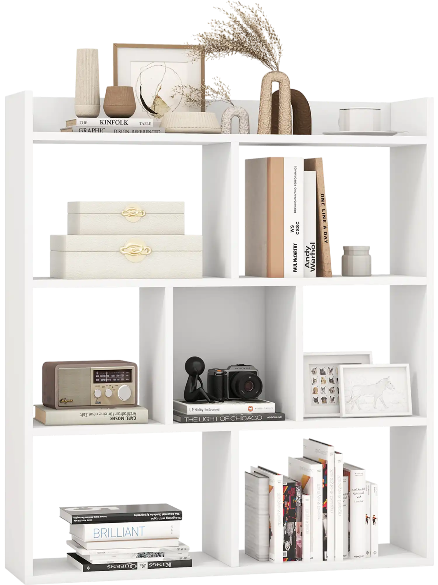 Costway 7-Cube Open-Back Bookshelf with Anti-Toppling Devices 63974518 New