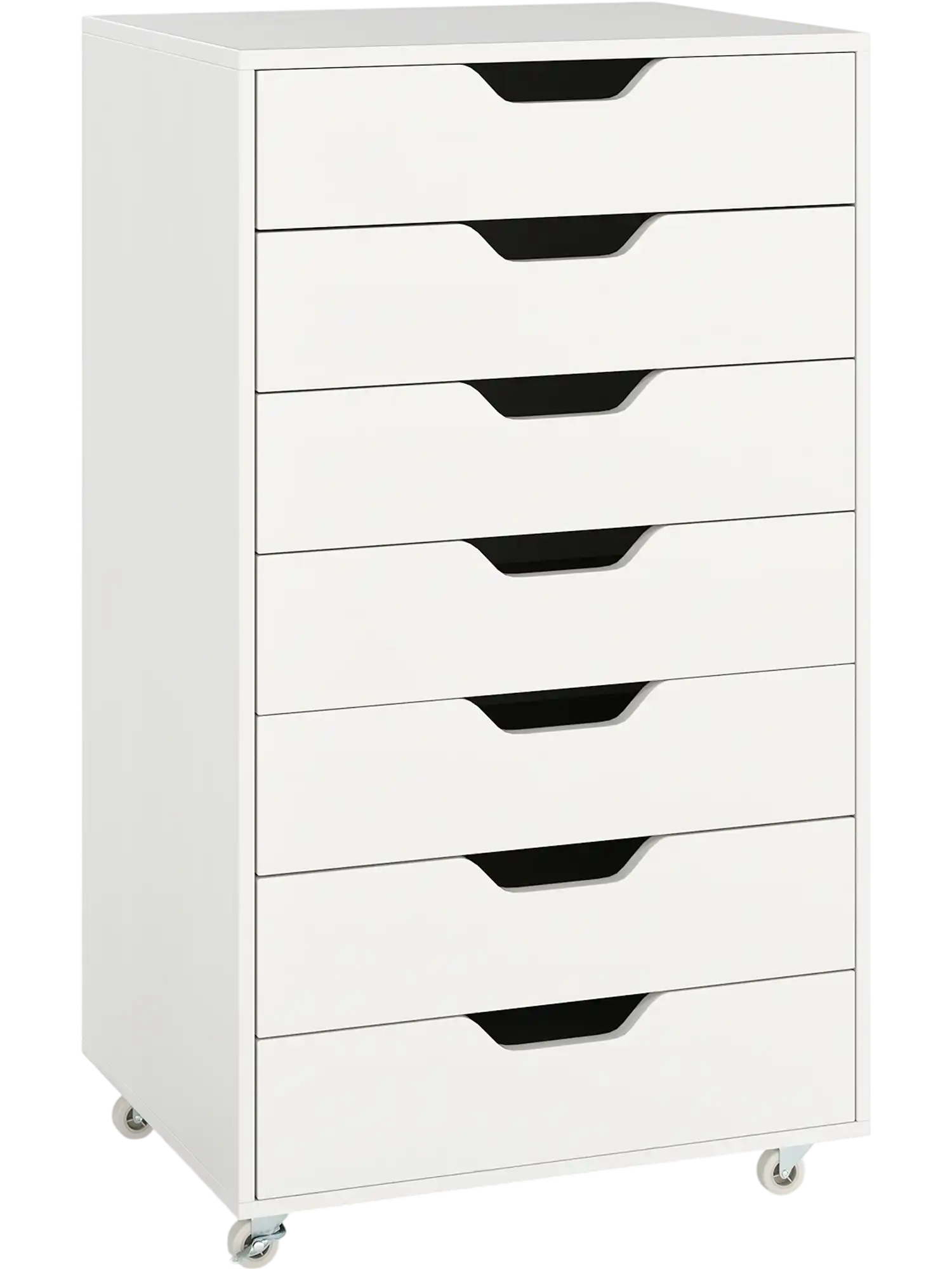 Costway 7-Drawer Wooden Storage Dresser File Cabinet w/ Lockable Wheels 12485609 New
