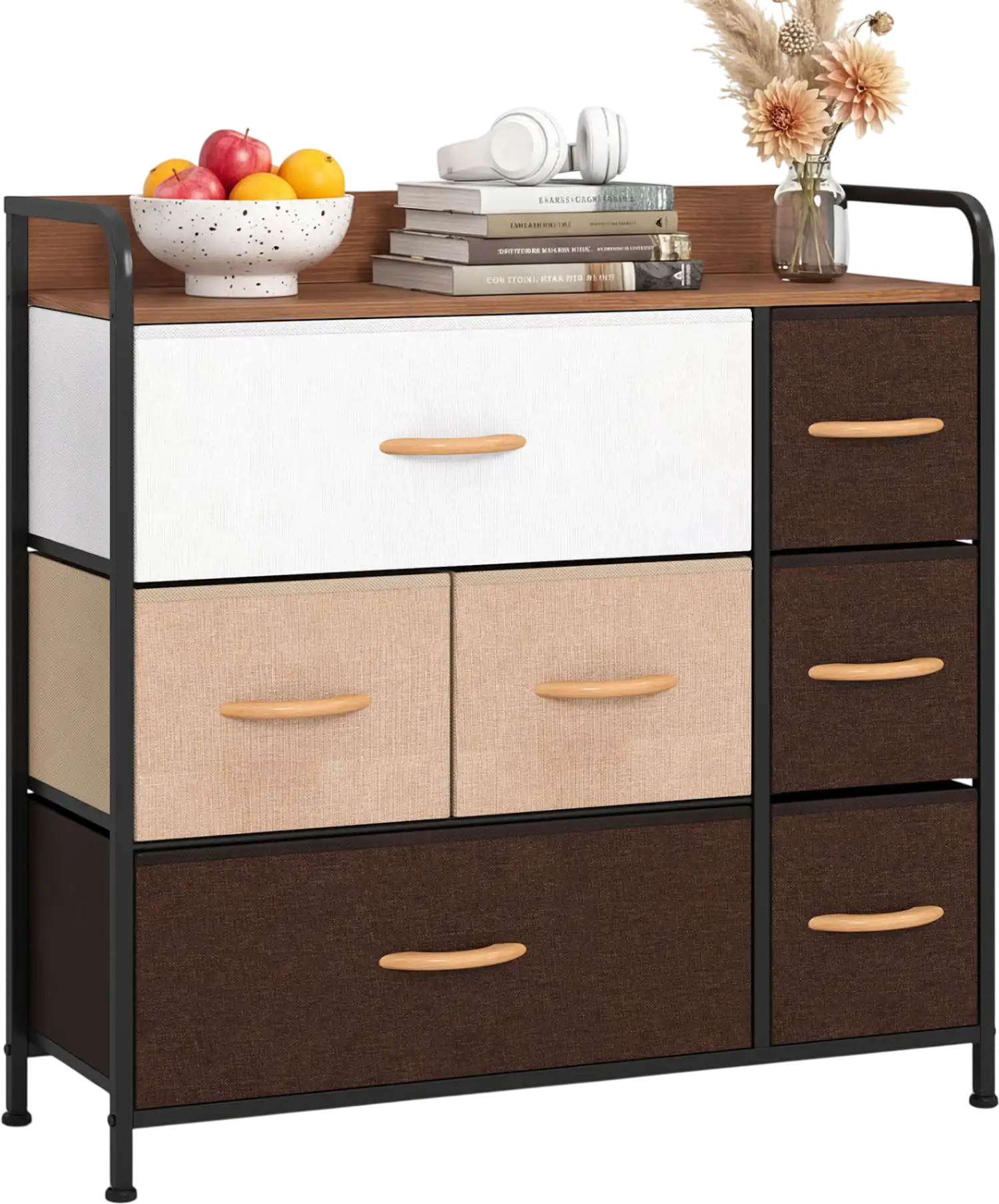 Costway 7 Drawer Dresser Storage Tower Steel Frame Wooden Top 71250843 New