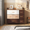7-drawer tower dresser with steel frame and wooden top, featuring fabric drawers and modern design for versatile.