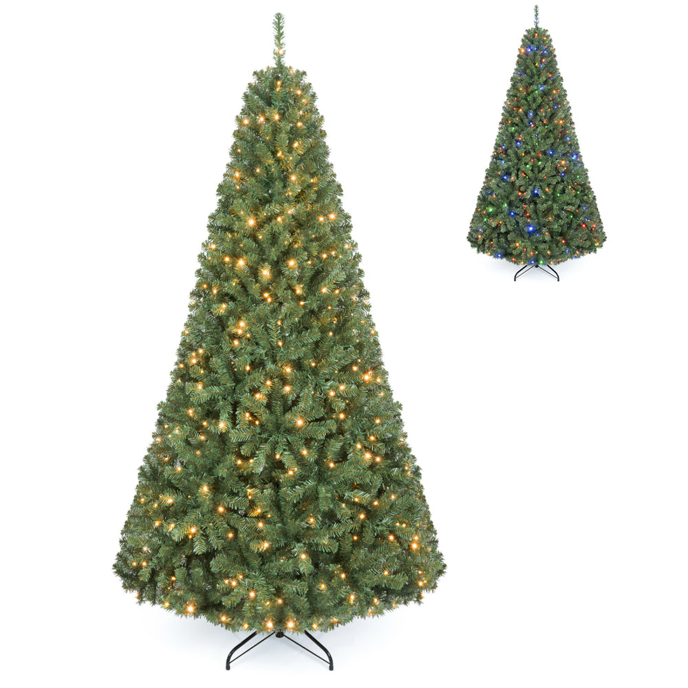 7 FT Artificial Christmas Tree with 2 Lighting Colors and Folding Metal Stand - Gallery View 1 of 2