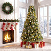 7 FT Artificial Christmas Tree Hinged Fully-Decorated with 238/360/524 Blossom Pine Needles - Gallery View 1 of 11