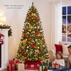 7 FT artificial half Christmas tree with 330 warm white LED lights, perfect for small spaces and easy setup.