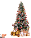 7 FT flocked Christmas tree with 270 branch tips and 76 LED lights, perfect for festive holiday decor.