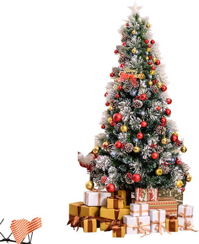 Costway 7' Flocked Christmas Tree 8 Lighting Modes 86275314 New