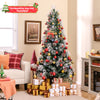 7 FT Flocked Christmas Tree with 8 Lighting Modes - Gallery View 1 of 10