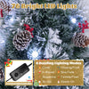 7 FT flocked Christmas tree featuring 76 bright LED lights and 8 lighting modes for festive holiday illumination.