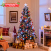 7 FT flocked Christmas tree with 270 branch tips, 76 LED lights, and 8 lighting modes for festive holiday decor.