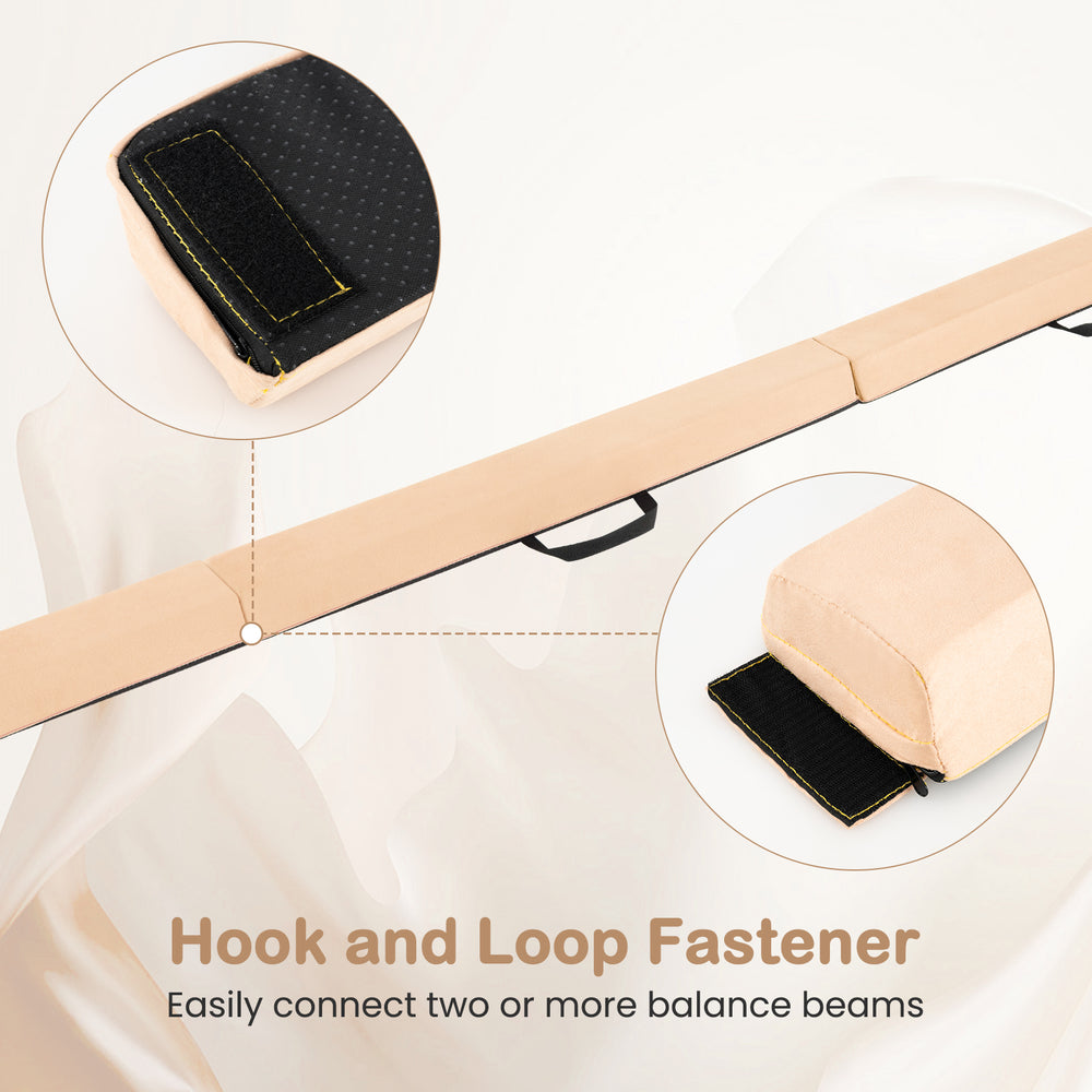 7 FT folding balance beam with removable suede cover and hook and loop fastener for easy connection and secure training.
