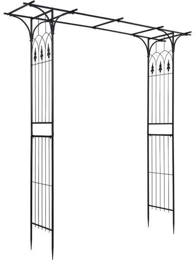 Costway 7' Garden Arch Arbor Flat Top Climbing Plants 59343052 New