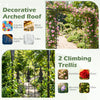 7 FT garden arch arbor with flat top design, powder-coated metal frame, perfect for climbing plants and outdoor events.