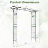 Garden arch arbor dimensions showing a 7 FT tall, flat top design for climbing plants with a durable metal frame.