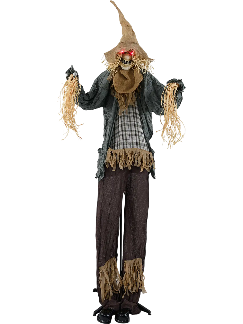 7 FT Halloween Decoration Animated Standing Scary Scarecrow with Light-up Eyes for Hunted Houses