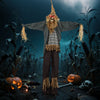 7 FT tall Halloween scarecrow with a spooky face and straw-like features, perfect for haunted house displays and eerie.