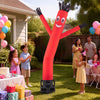 The 7 ft inflatable tube man features a bright smile and energetic sway, perfect for outdoor business promotions.