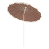 Brown 7 FT patio umbrella with boho fringe tassels, showcasing a top view, perfect for outdoor beach and garden use.