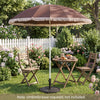 7 FT brown patio umbrella with fringe tassels, perfect for outdoor beach, garden, or poolside relaxation.
