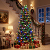 7 FT pre-lit artificial Christmas tree with multicolored globe LED lights, creating a festive atmosphere in any home.