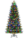 7 FT pre-lit artificial Christmas tree featuring multicolored globe LED lights and realistic PE and PVC branch tips.