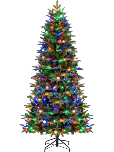Costway Pre-Lit Artificial Christmas Tree Globe LED Lights 7/8' 45452508 New
