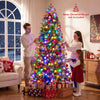 7 FT pre-lit artificial Christmas tree with multicolored LED lights, featuring realistic foliage and easy setup for festive decor.