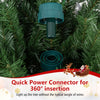 Quick power connector for the 7 FT pre-lit artificial Christmas tree enables easy 360° insertion without tangled wires.