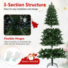 7 FT pre-lit artificial Christmas tree features flexible hinged branches, multicolored LED lights, and easy 3-section setup.