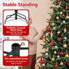 7 FT pre-lit artificial Christmas tree with multicolored LED lights and a foldable metal base for stable support.
