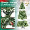 7 FT pre-lit artificial Christmas tree with 350 adjustable warm LED lights and hinged branches for easy setup and storage.